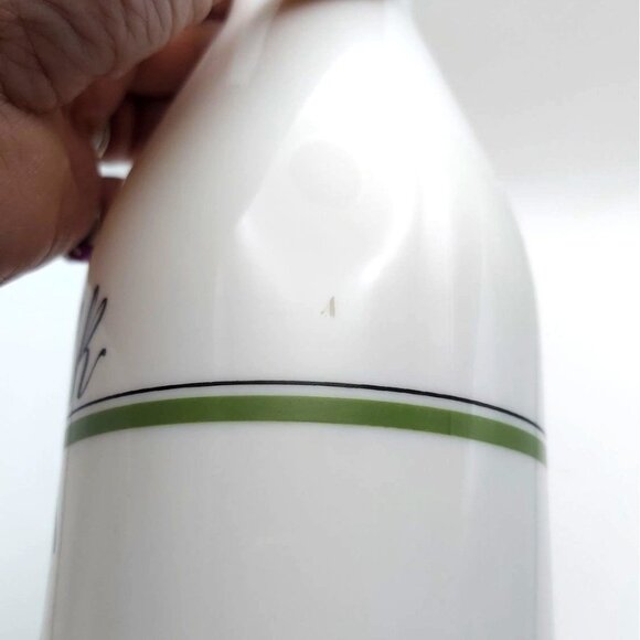 Vintage Egizia White Glass Milk Bottle Handpainted Bird Rubber Cap Italy - Picture 9 of 9